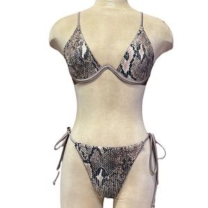 Fashion Nova Bikini Swimsuit Reptile Snakeskin Sequin S Small New
